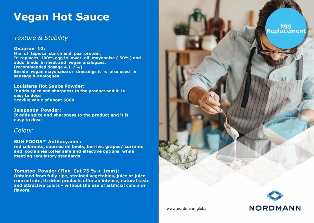 News update from the Nordmann Food & Health Lab Formulation card of Vegan Hot Sauce (2 of 2)