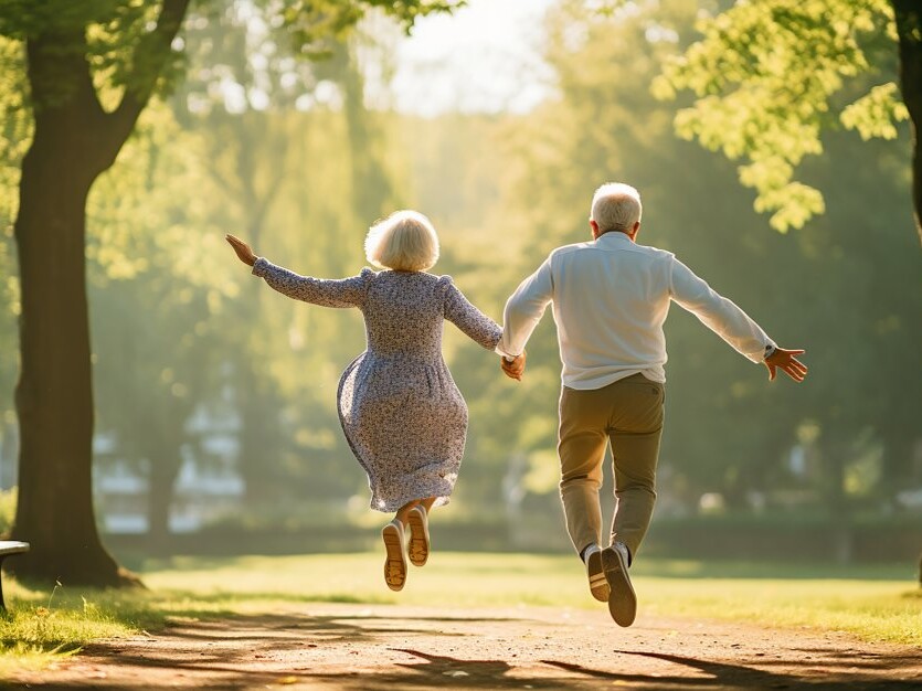 Fit Age Yogurt – For healthy aging and conscious enjoyment Old couple jumping