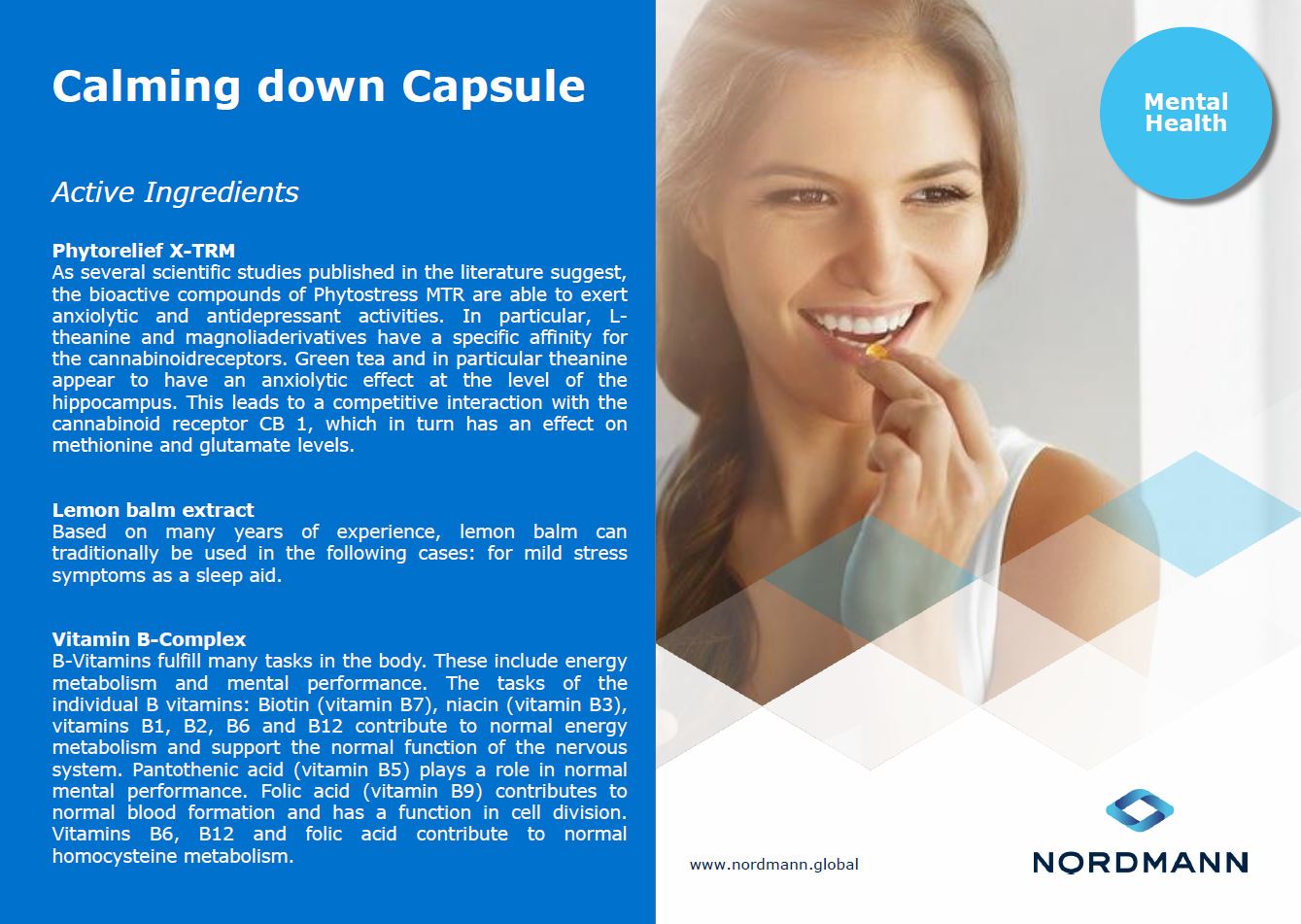 Nouvelles du laboratoire Nordmann pour l'alimentation et la santé Carte de formulation de Calming Down Capsule (2 de 2)
