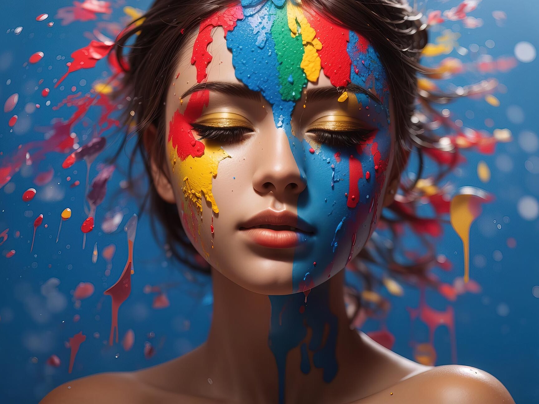 Woman with a paint in her face 