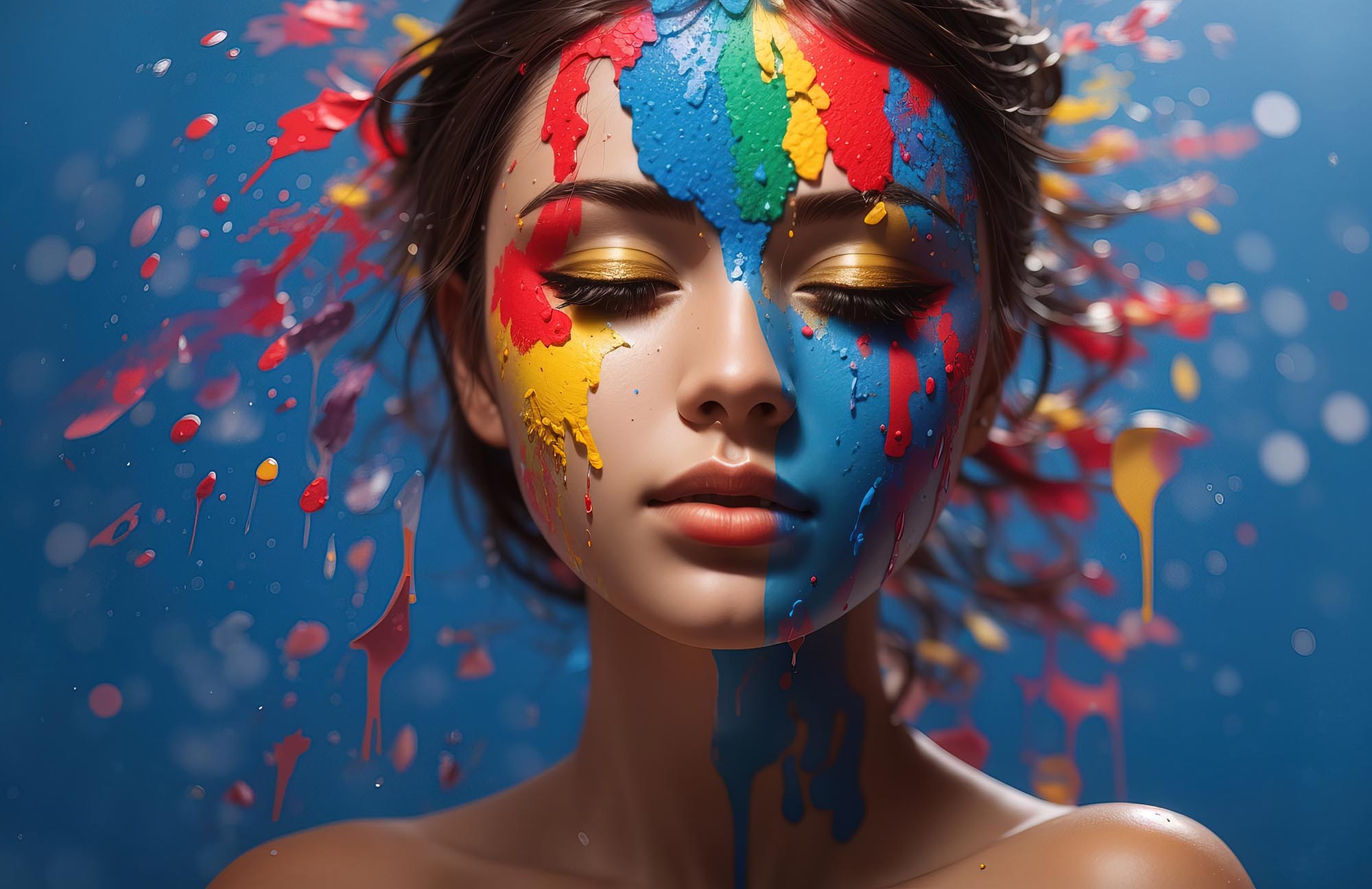 Woman with paint in her face