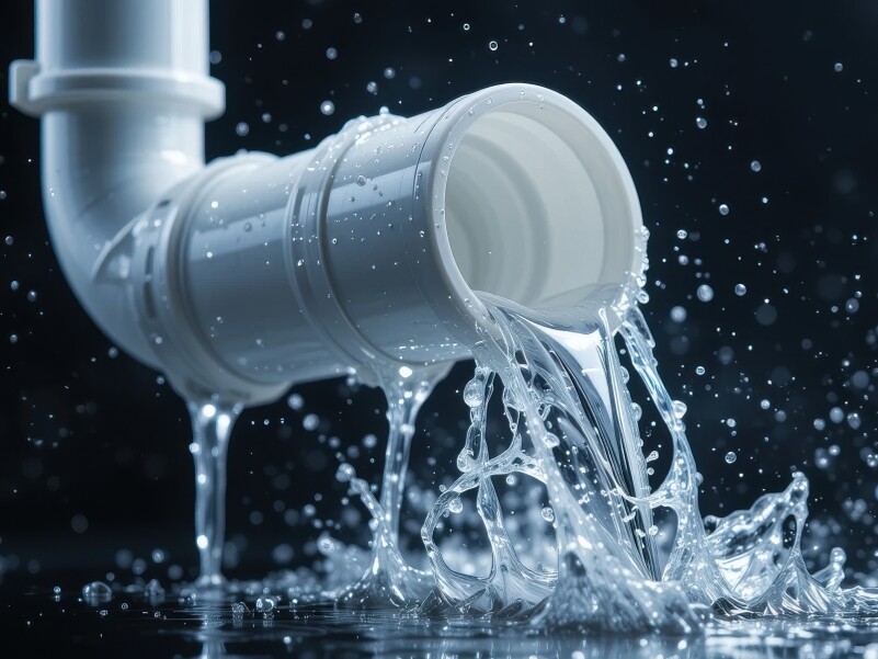 PVC-Wärmestabilisatoren unter Druck: Zukunft von Organozinnverbindungen in der EU Wasser läuft aus einem weißen Kunststoffrohr