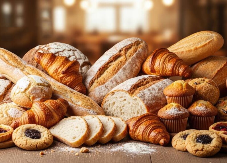 Produse de patiserie pe o masă