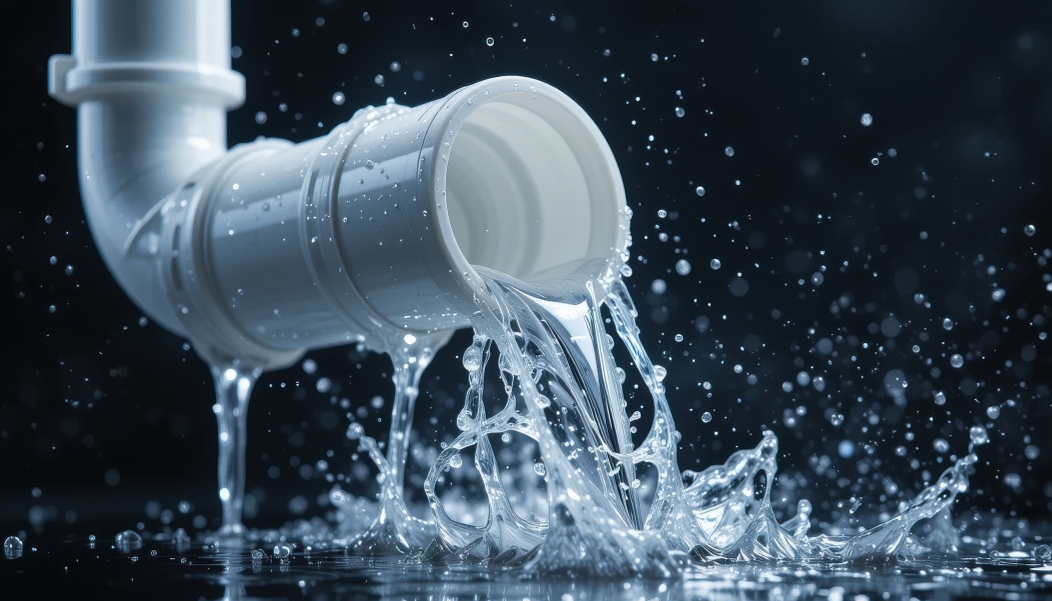PVC-Wärmestabilisatoren unter Druck: Zukunft von Organozinnverbindungen in der EU Wasser läuft aus einem weißen Kunststoffrohr